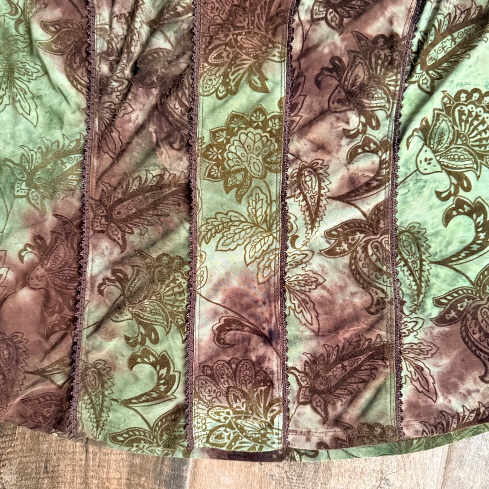 Dressbarn Vintage Whimsigoth Women Burnout Paisley Lace Tank Top,Green Brown, XL - Picture 3 of 11